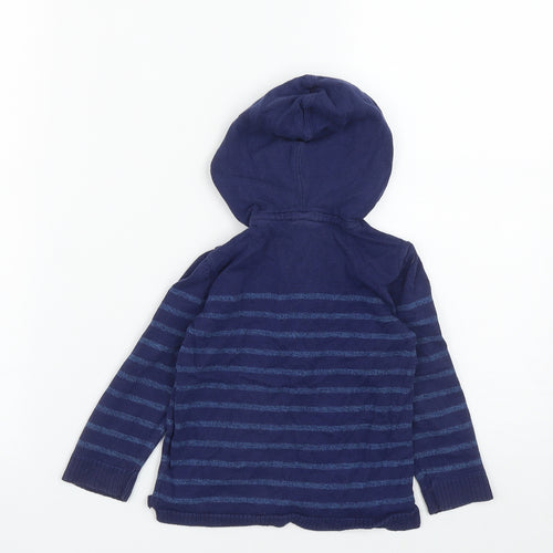 H&M Boys Black Striped Cotton Pullover Hoodie Size 2 Years  Button