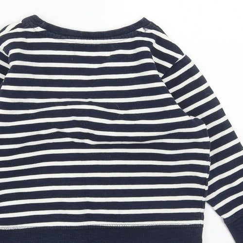 NEXT Boys Blue Striped Cotton Pullover Sweatshirt Size 2-3 Years