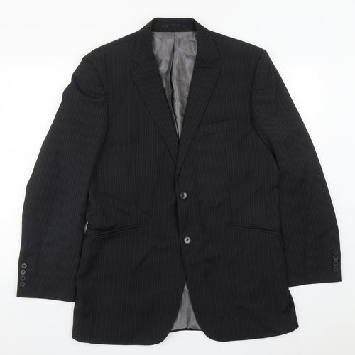 City Survival Mens Black  Polyester Jacket Suit Jacket Size 40