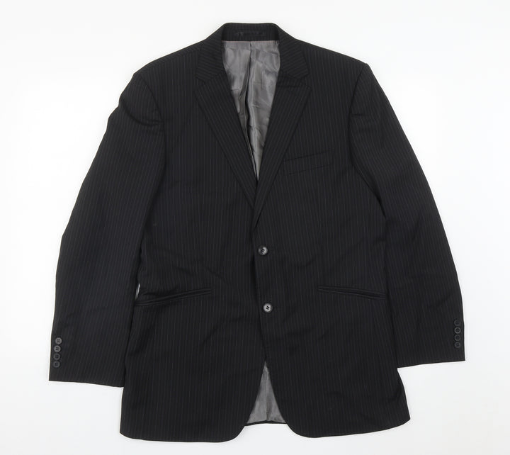 City Survival Mens Black  Polyester Jacket Suit Jacket Size 40