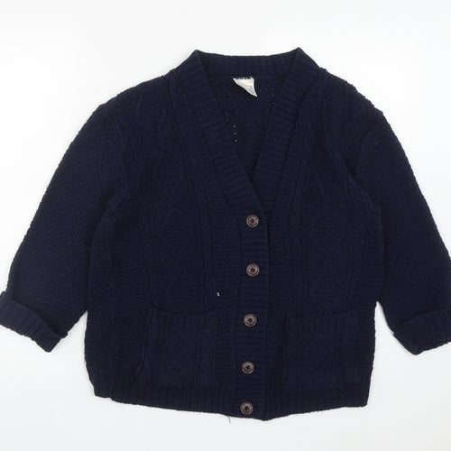 Infiniti Womens Blue V-Neck  Acrylic Cardigan Jumper Size M