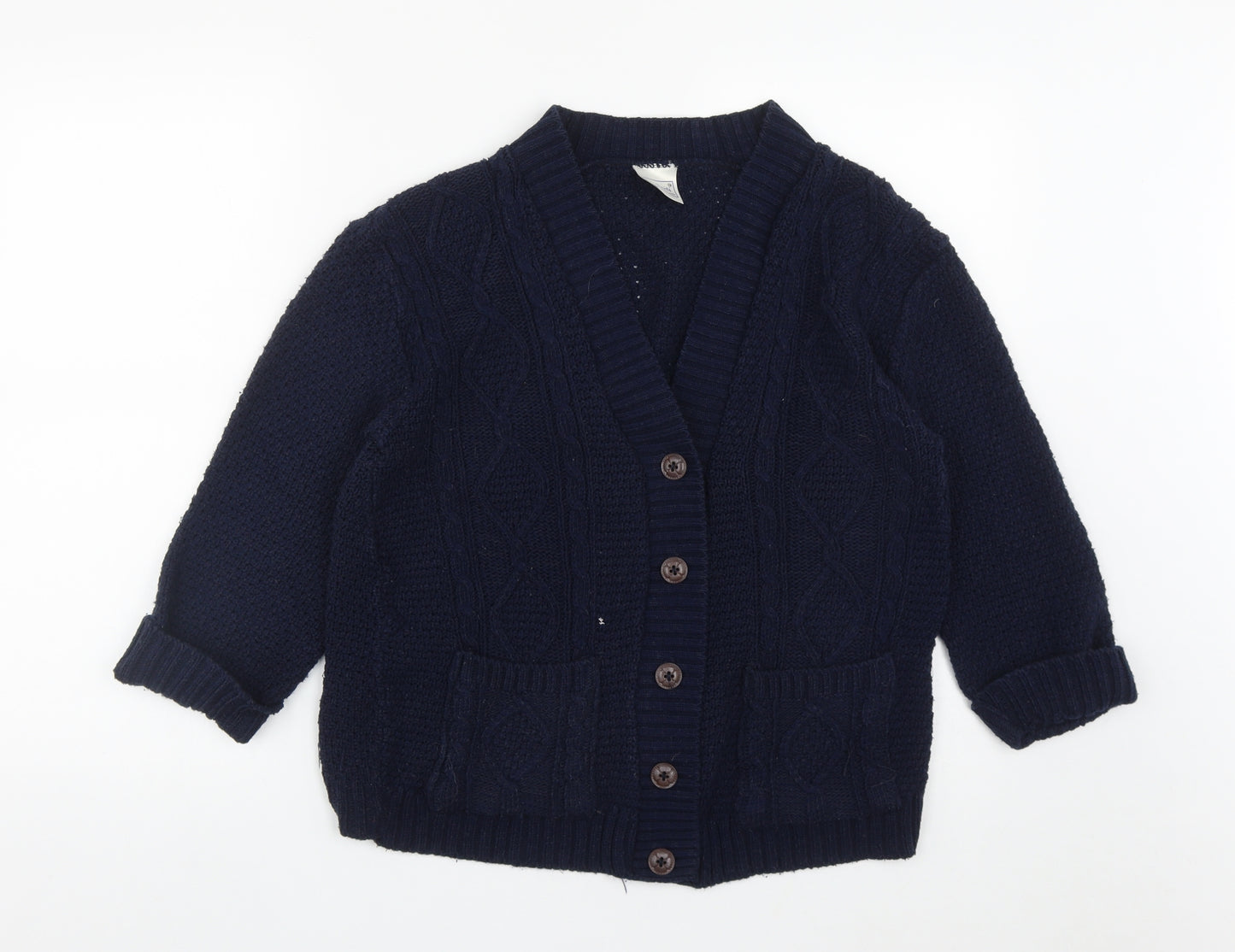 Infiniti Womens Blue V-Neck  Acrylic Cardigan Jumper Size M