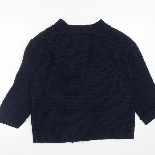 Infiniti Womens Blue V-Neck  Acrylic Cardigan Jumper Size M