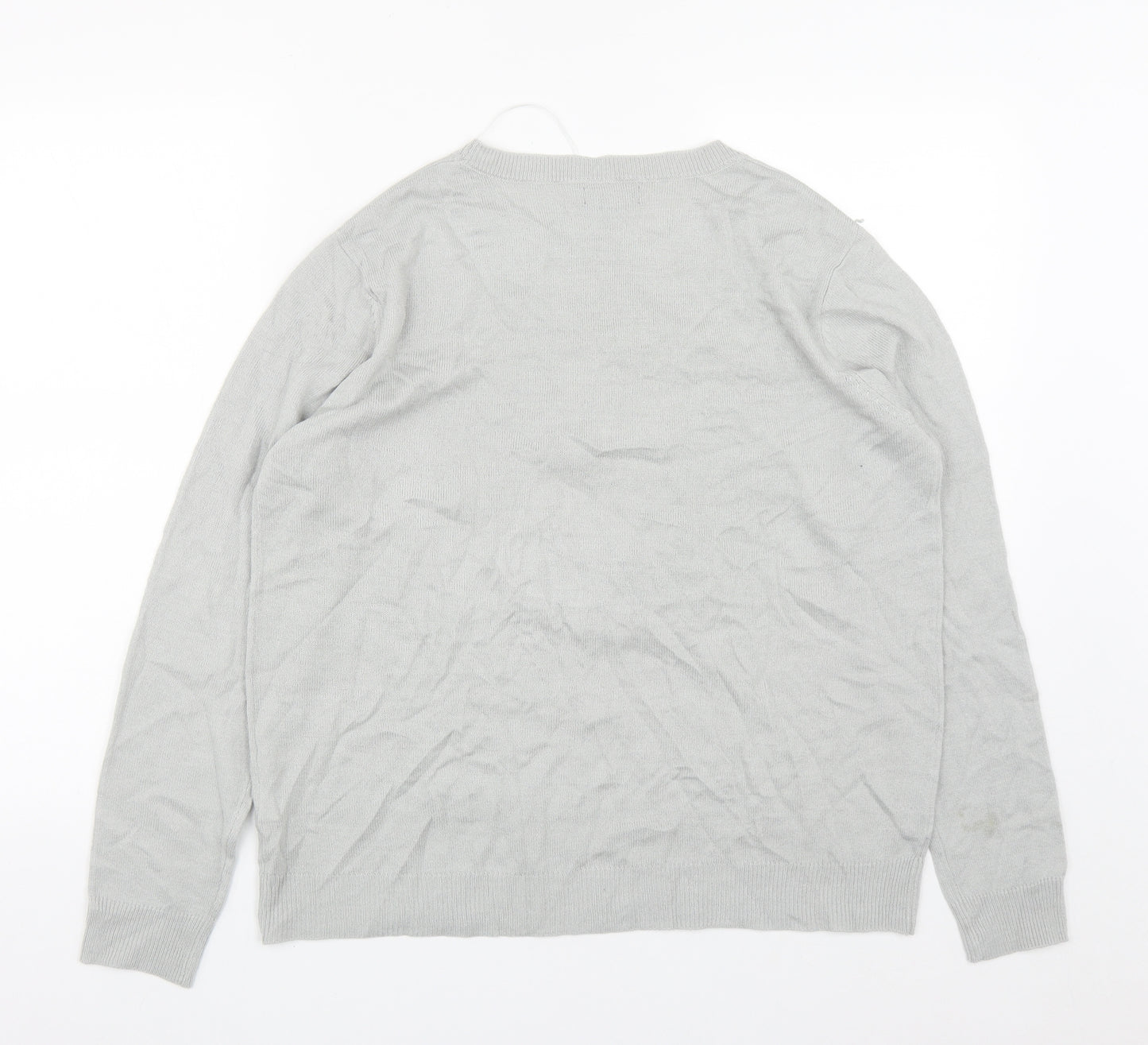 Primark Womens Grey Round Neck  Acrylic Pullover Jumper Size L   - Christmas Polar Bear