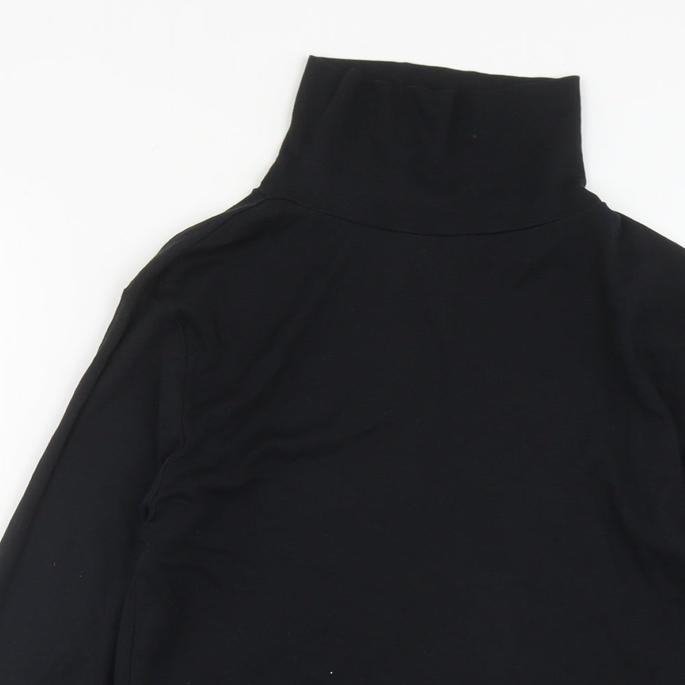 Peacocks Womens Black  Cotton Basic T-Shirt Size 18 High Neck
