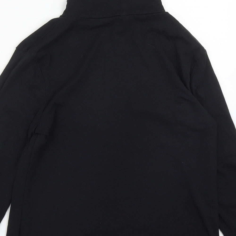 Peacocks Womens Black  Cotton Basic T-Shirt Size 18 High Neck