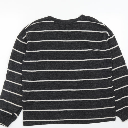 Matalan Womens Black Striped Viscose Blend Pullover Sweatshirt Size 10