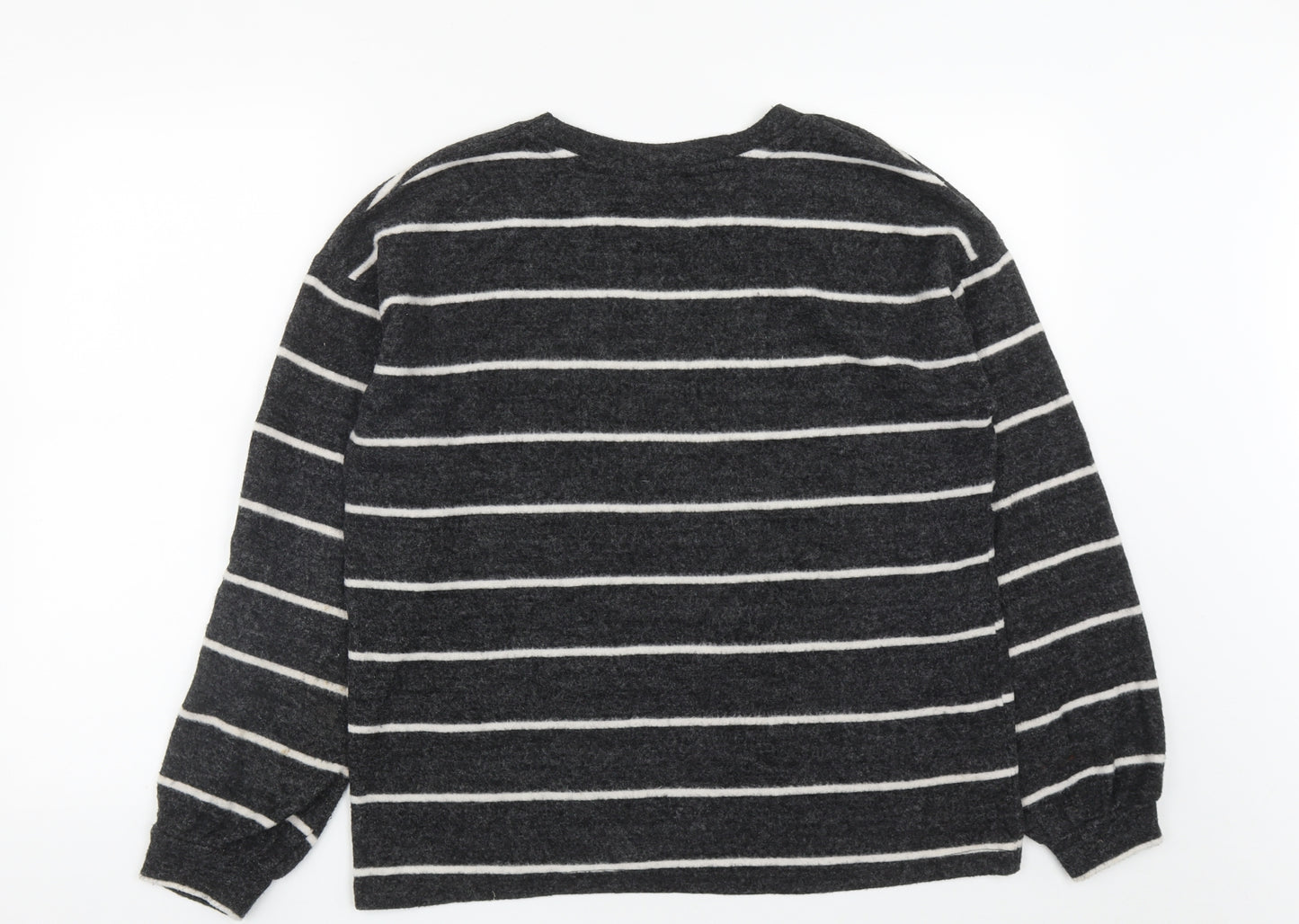 Matalan Womens Black Striped Viscose Blend Pullover Sweatshirt Size 10