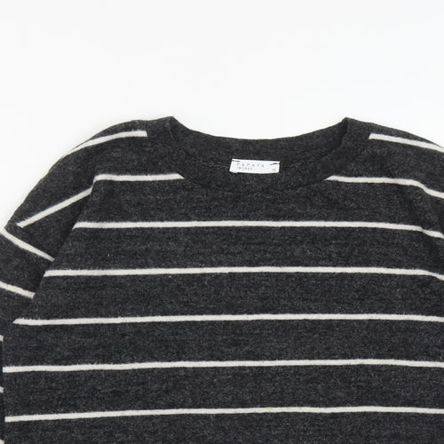 Matalan Womens Black Striped Viscose Blend Pullover Sweatshirt Size 10