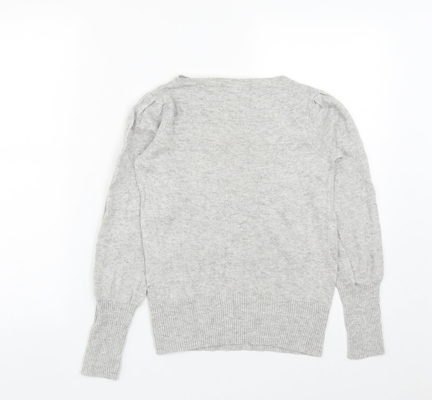 Marks and Spencer Womens Grey Round Neck  Viscose Pullover Jumper Size 8