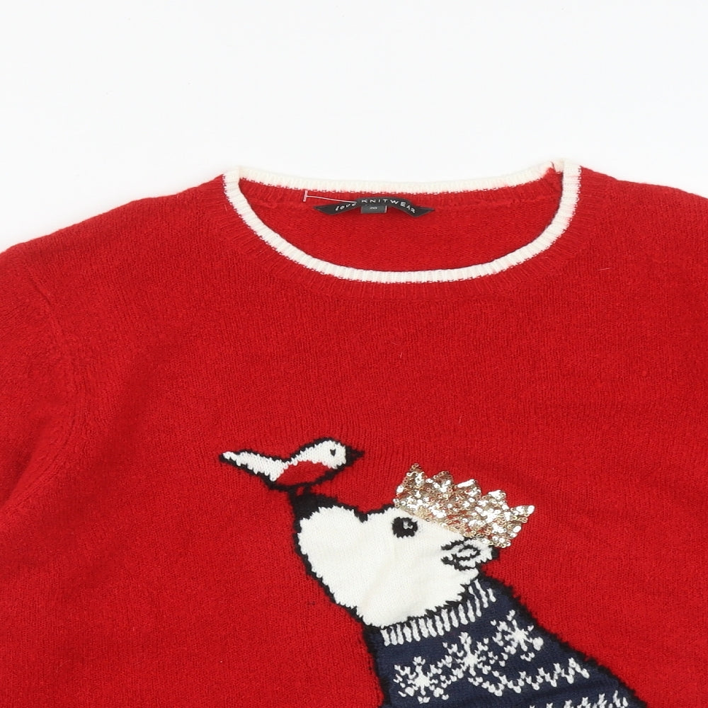 LOVE KNITWEAR Womens Red Round Neck  Acrylic Pullover Jumper Size 20   - Christmas Polar Bear