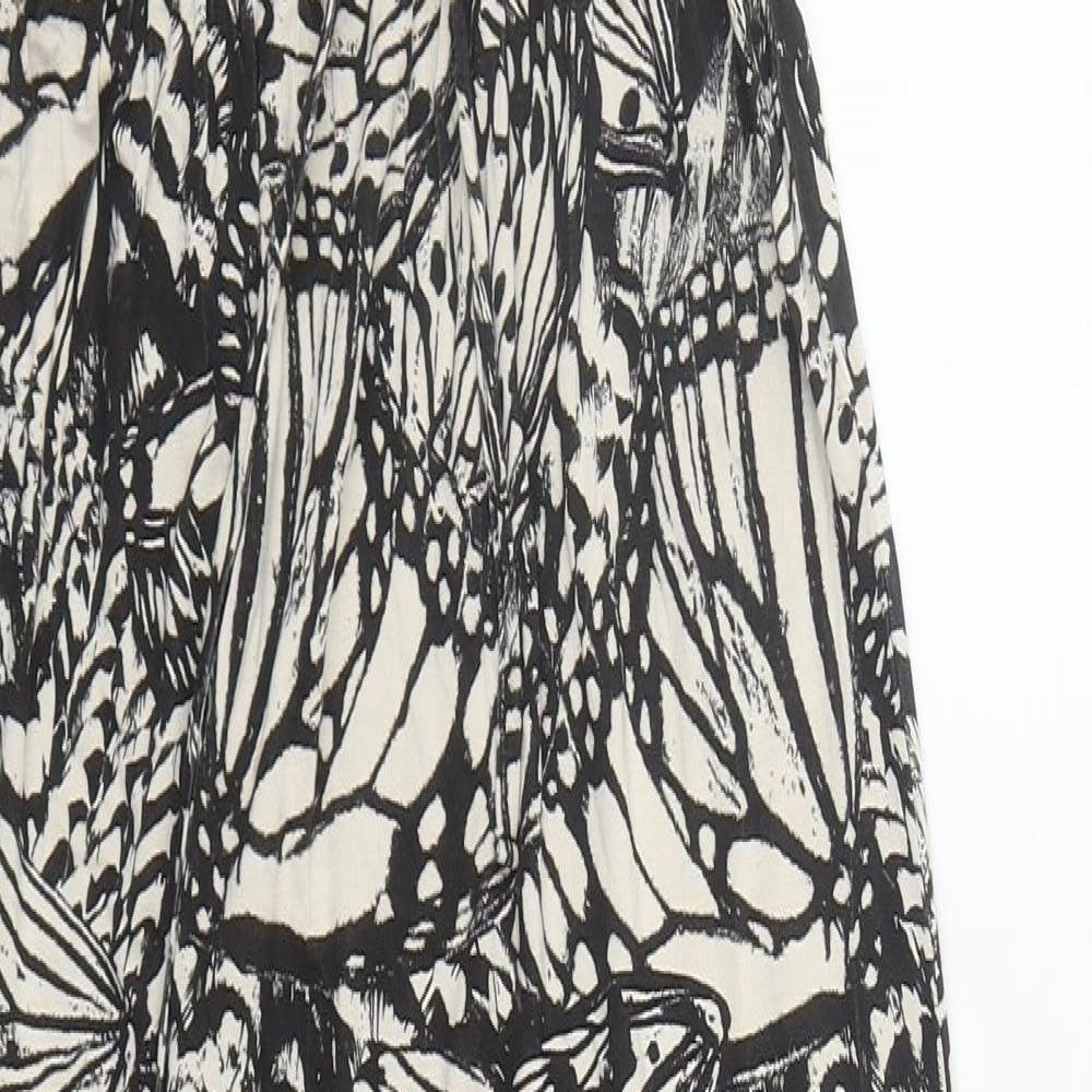 New Look Womens Black Geometric Viscose Maxi  Size 10  Round Neck