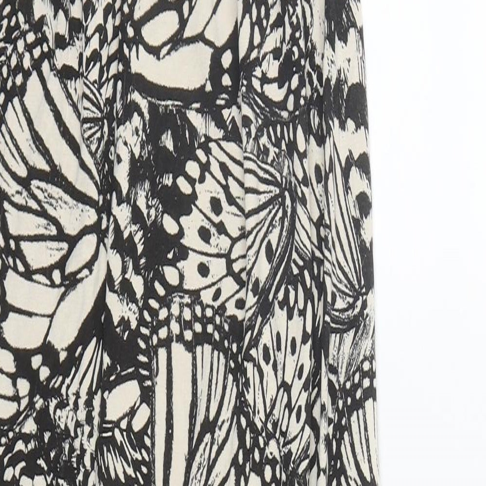 New Look Womens Black Geometric Viscose Maxi  Size 10  Round Neck