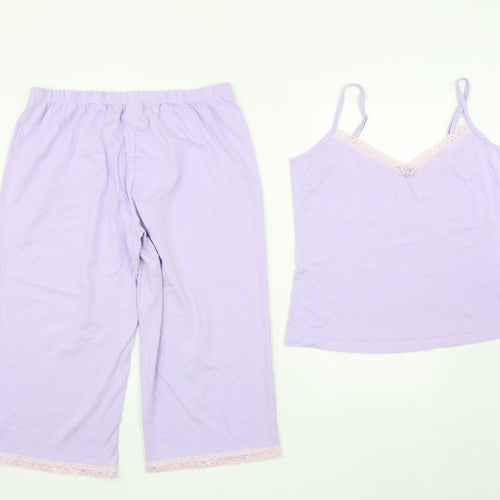 NEXT Womens Purple Solid Cotton Cami Pyjama Set Size 18
