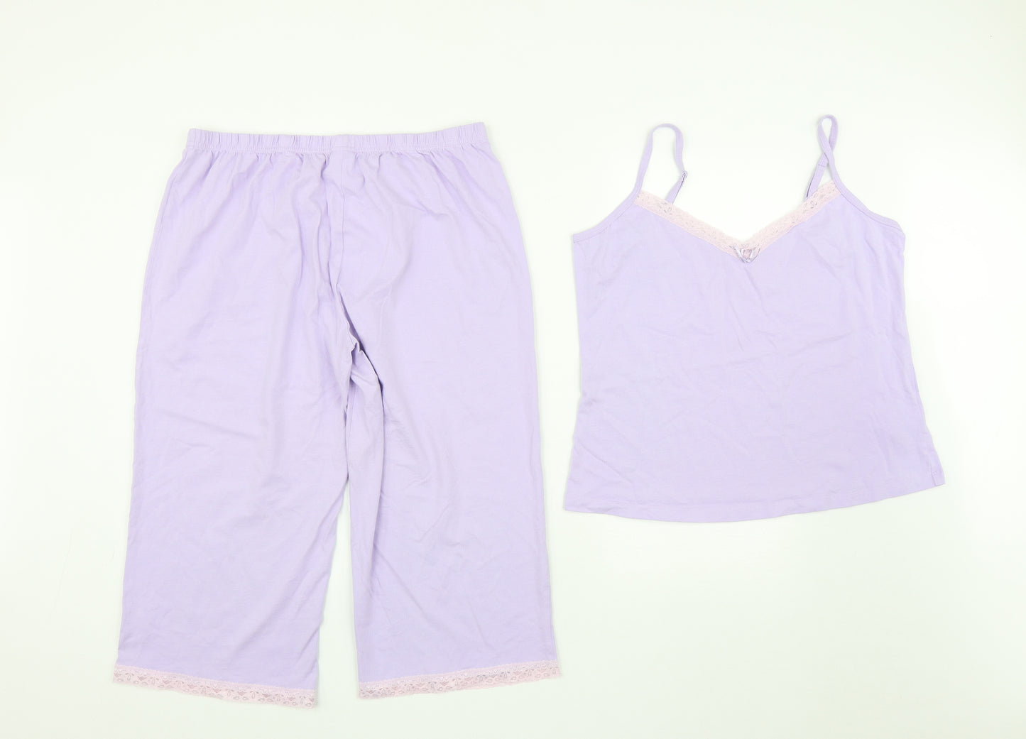 NEXT Womens Purple Solid Cotton Cami Pyjama Set Size 18