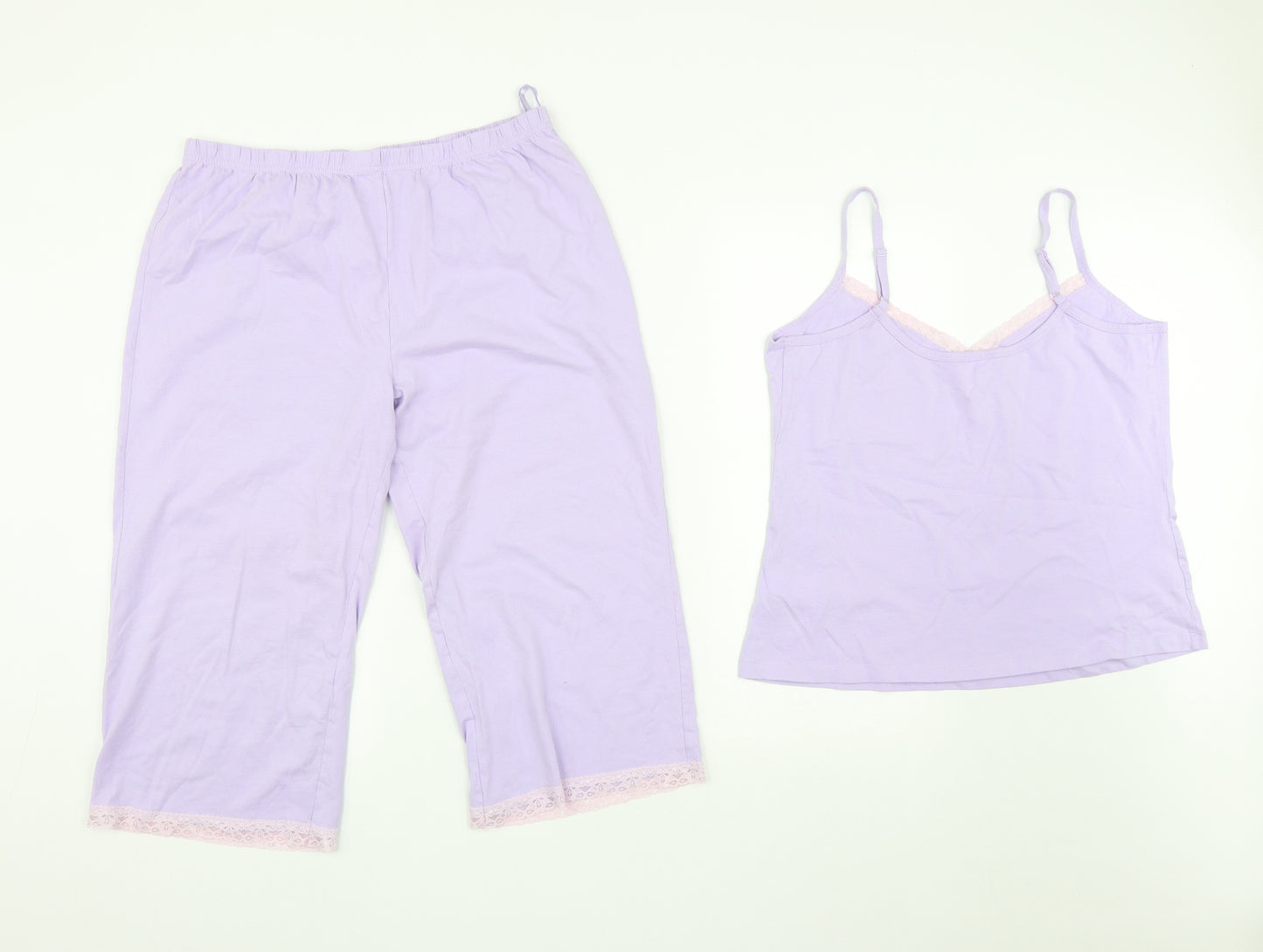 NEXT Womens Purple Solid Cotton Cami Pyjama Set Size 18