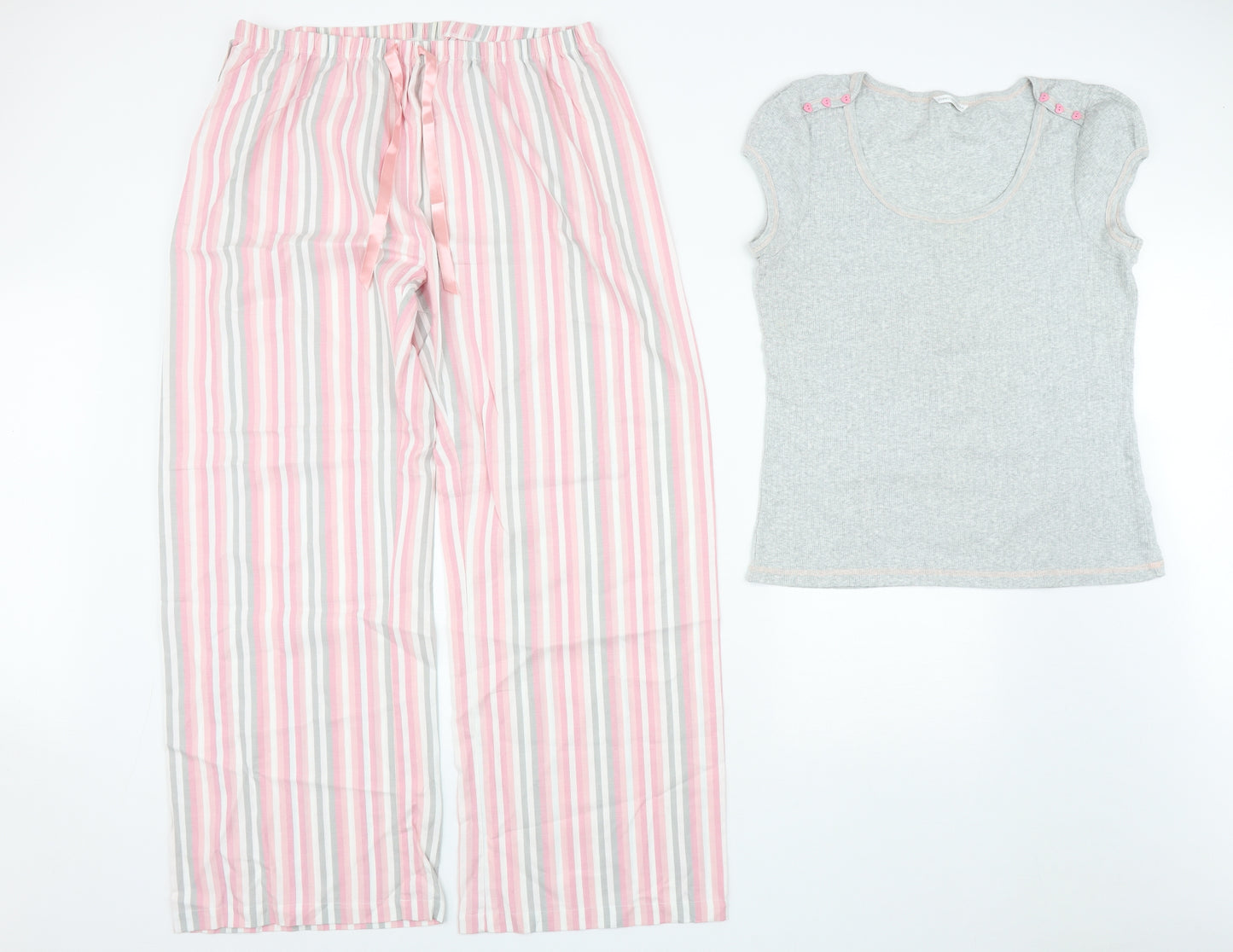 Dorothy Perkins Womens Pink Striped Cotton Top Pyjama Set Size XL  Drawstring