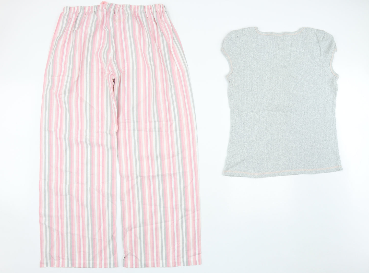 Dorothy Perkins Womens Pink Striped Cotton Top Pyjama Set Size XL  Drawstring