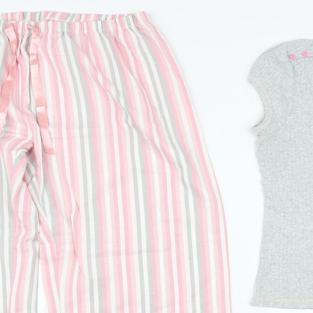 Dorothy Perkins Womens Pink Striped Cotton Top Pyjama Set Size XL  Drawstring