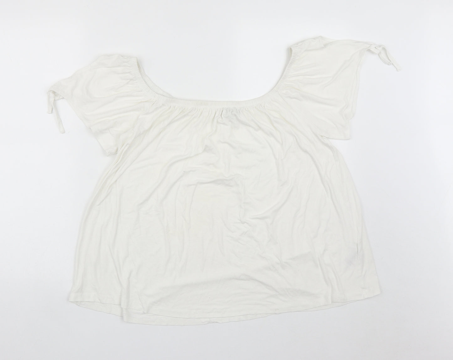 Peacocks Womens White  Viscose Basic T-Shirt Size 20 Scoop Neck