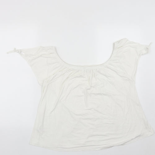 Peacocks Womens White  Viscose Basic T-Shirt Size 20 Scoop Neck