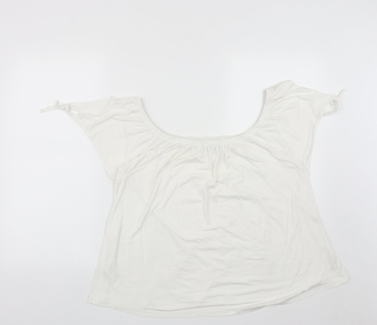 Peacocks Womens White  Viscose Basic T-Shirt Size 20 Scoop Neck