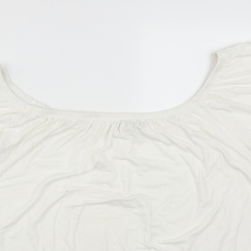 Peacocks Womens White  Viscose Basic T-Shirt Size 20 Scoop Neck