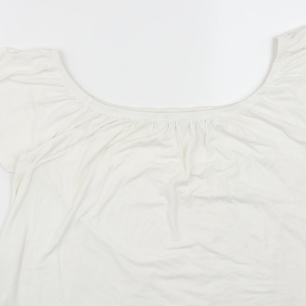 Peacocks Womens White  Viscose Basic T-Shirt Size 20 Scoop Neck