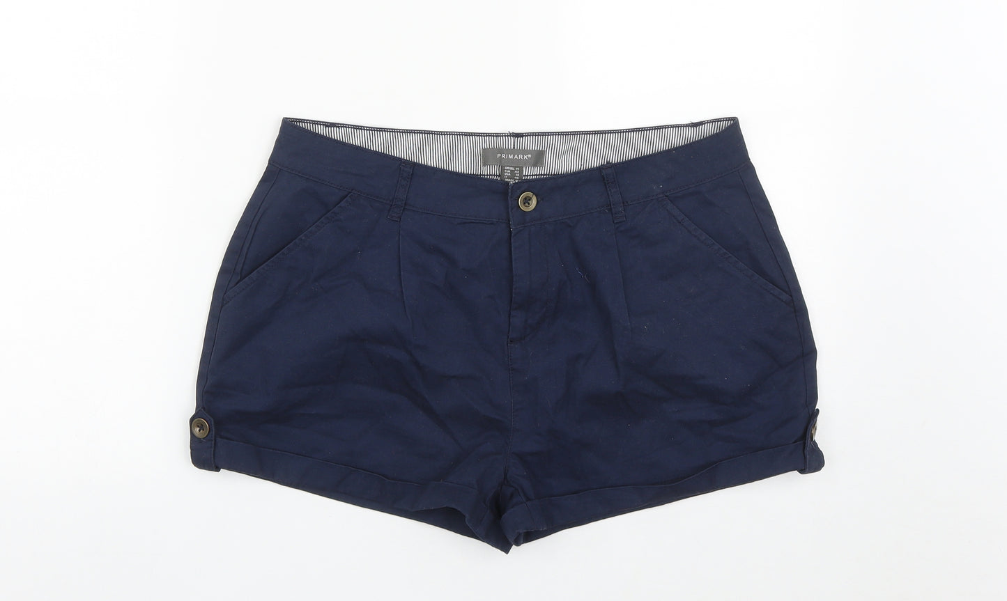 Primark Womens Blue  Cotton Cargo Shorts Size 14  Regular Zip
