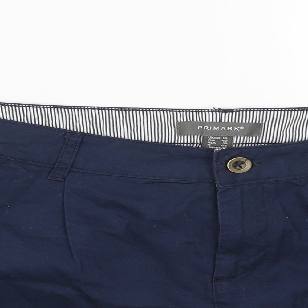 Primark Womens Blue  Cotton Cargo Shorts Size 14  Regular Zip