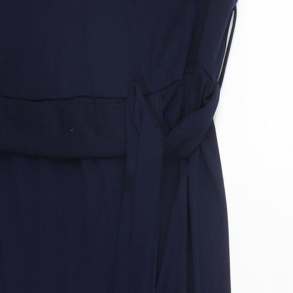 Preworn Womens Blue  Polyester Wrap Dress  Size M  Round Neck