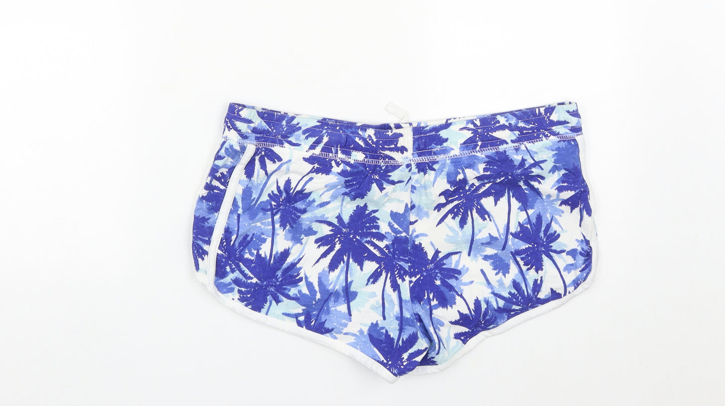 Atmosphere Womens Blue Geometric Cotton Sweat Shorts Size 14  Regular Drawstring