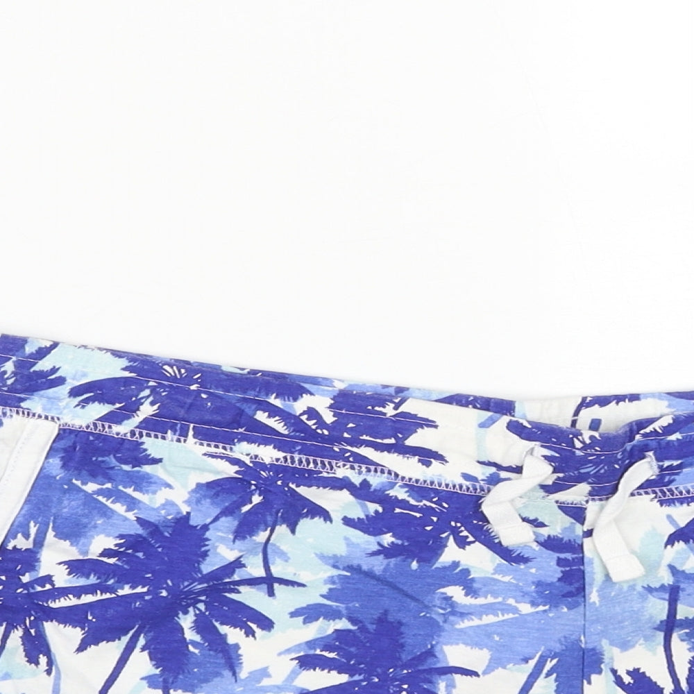 Atmosphere Womens Blue Geometric Cotton Sweat Shorts Size 14  Regular Drawstring