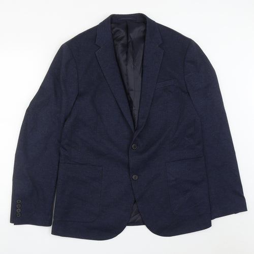 TU Mens Blue  Viscose Jacket Suit Jacket Size 42