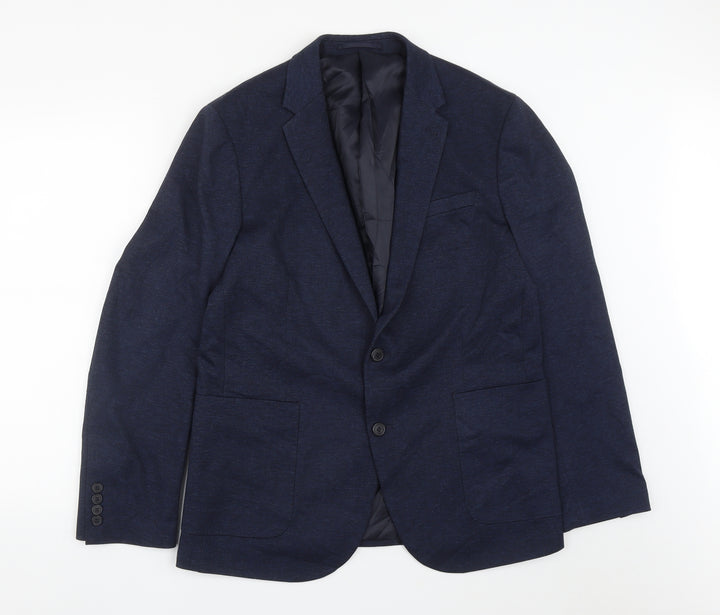 TU Mens Blue Viscose Jacket Suit Jacket Size 42