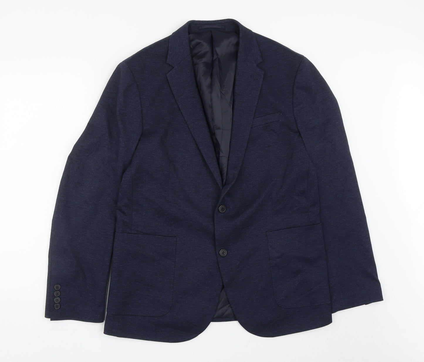 TU Mens Blue  Viscose Jacket Suit Jacket Size 42