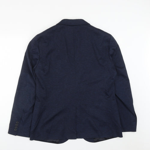 TU Mens Blue  Viscose Jacket Suit Jacket Size 42