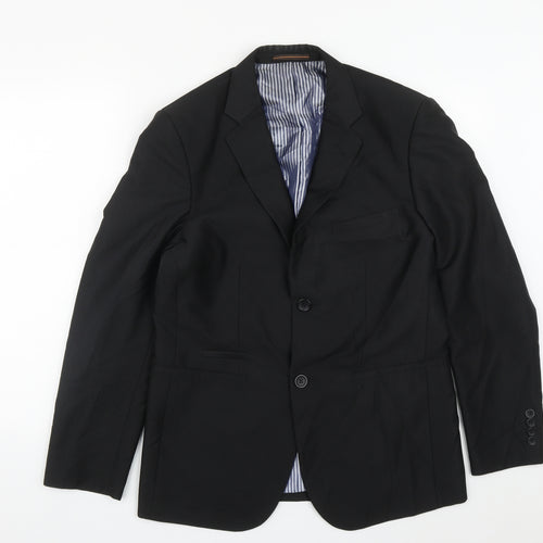 VOEUT Mens Black  Polyester Jacket Suit Jacket Size 40