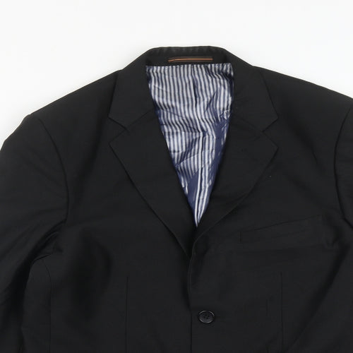 VOEUT Mens Black  Polyester Jacket Suit Jacket Size 40