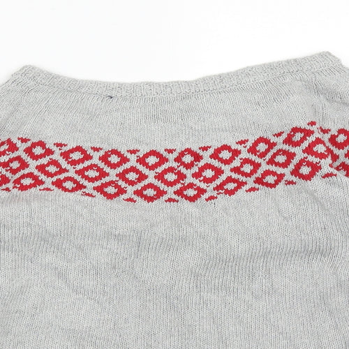 Preworn Womens Grey Round Neck Geometric Acrylic Pullover Jumper Size S