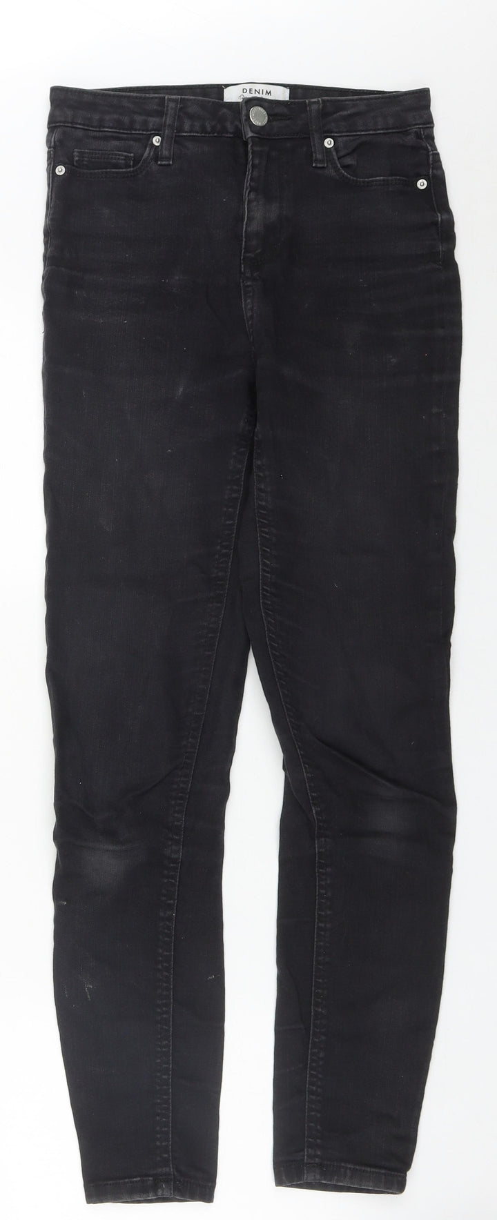 Miss Selfridge Womens Black Cotton Straight Jeans Size 6 L27 in Regular Zip