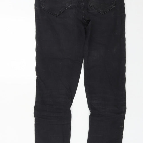 Miss Selfridge Womens Black  Cotton Straight Jeans Size 6 L27 in Regular Zip