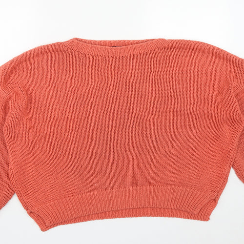 George Womens Orange Round Neck  Acrylic Pullover Jumper Size L   - Size 16-18