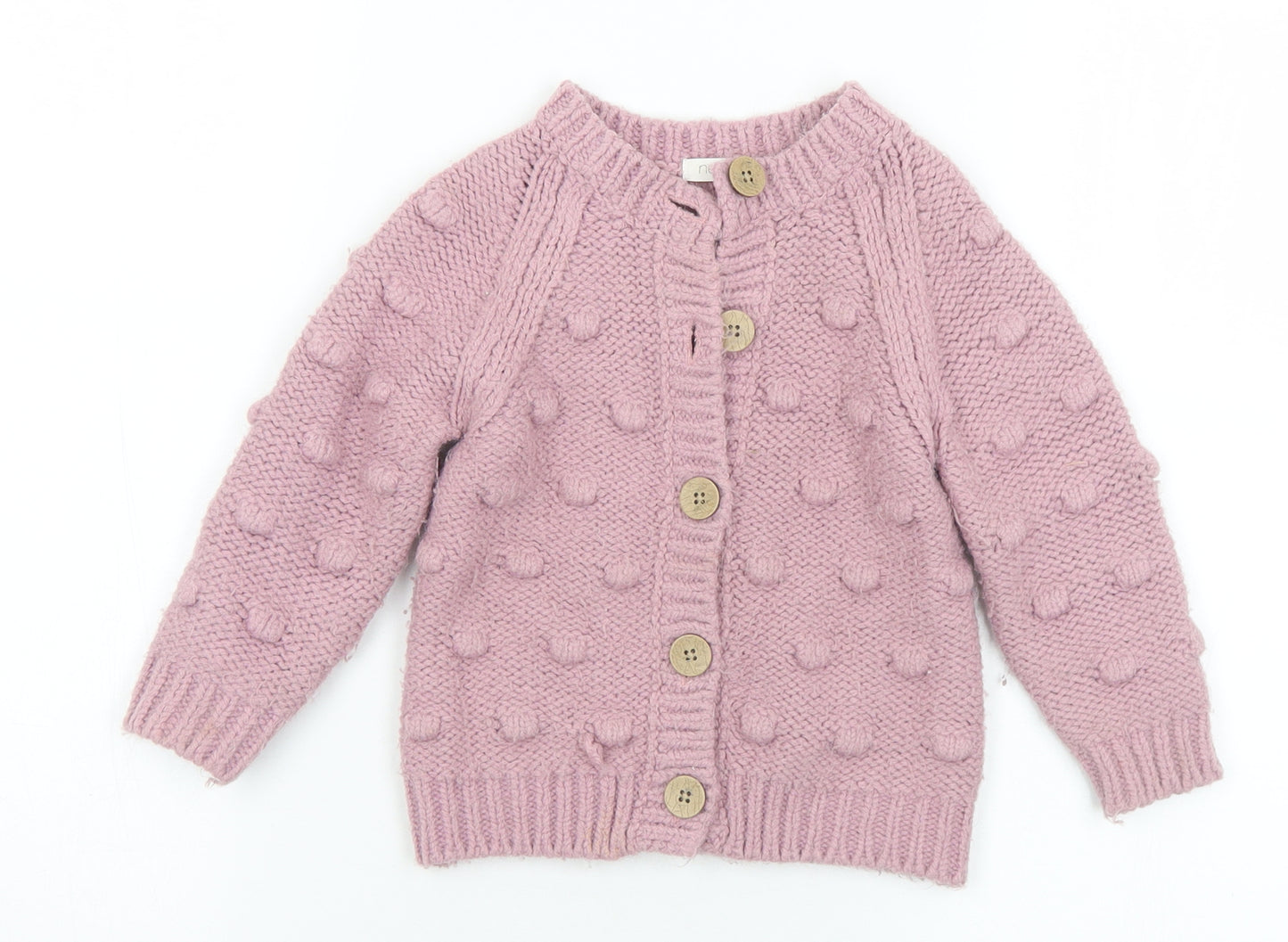 NEXT Girls Pink  Acrylic Cardigan Jumper Size 18-24 Months  Button