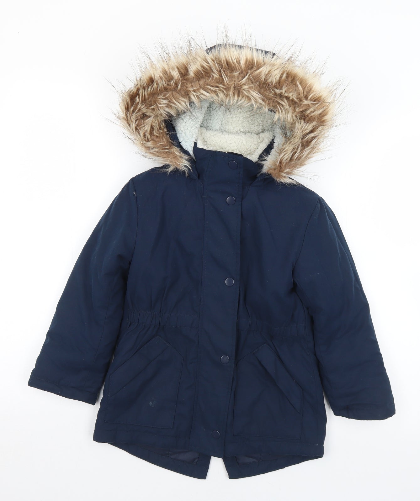 Marks and Spencer Girls Blue   Parka Coat Size 4-5 Years  Zip