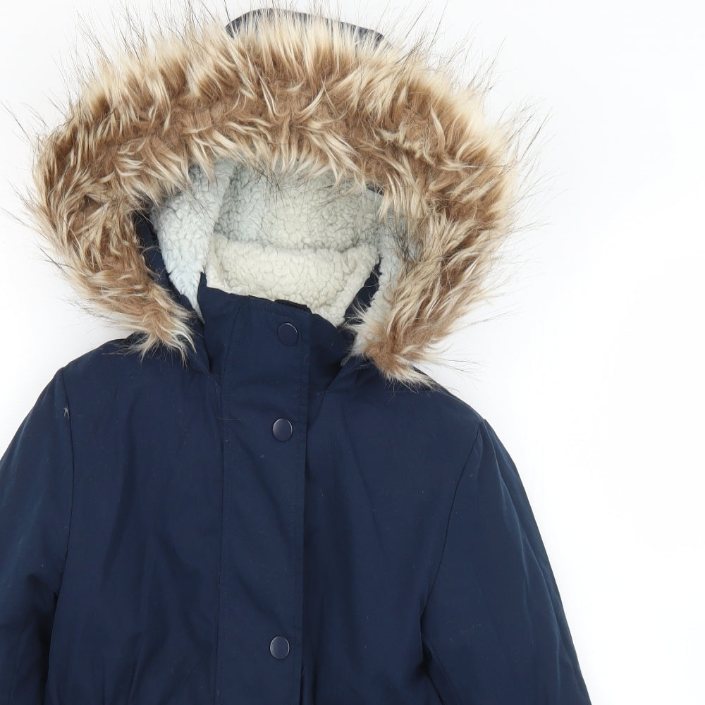 Marks and Spencer Girls Blue   Parka Coat Size 4-5 Years  Zip