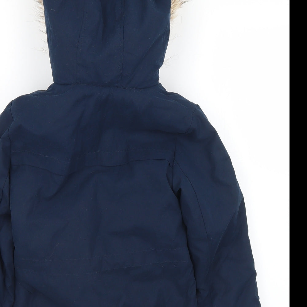 Marks and Spencer Girls Blue   Parka Coat Size 4-5 Years  Zip