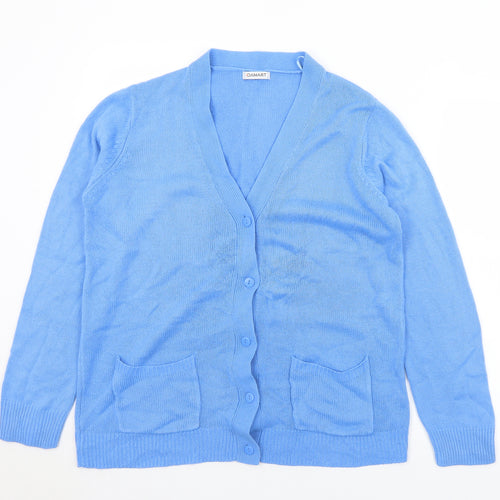 Damart Womens Blue V-Neck  Acrylic Cardigan Jumper Size 10   - 10-12