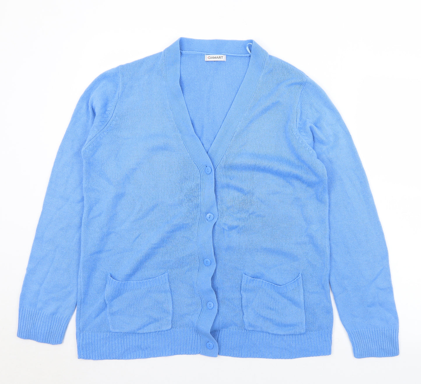 Damart Womens Blue V-Neck  Acrylic Cardigan Jumper Size 10   - 10-12