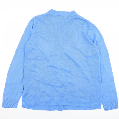Damart Womens Blue V-Neck  Acrylic Cardigan Jumper Size 10   - 10-12